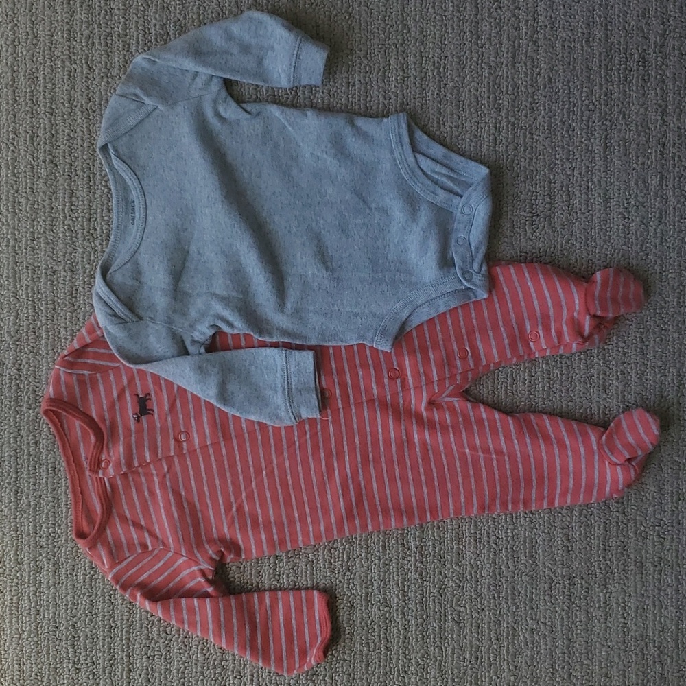 Set of 2 Carter's one pieces and footies